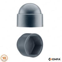 Cache-écrou plastique M12 - Clé de 19 – 25 pièces – Anthracite – Bouchon plastique pour boulon et vis hexagonale - EMFA ®