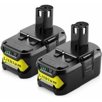 2 Packs 18V 5,0AH Li-ion Remplacement de Batteries pour Ryobi One Plus RB18L25 RB18L40 RB18L50 P108 P107 P104 Outils Sans Fil