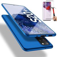 Coque pour Samsung S20 Plus (6.7") Pack 2 Verres Trempés Coque Silicone Liquide Anti-Chocs Protection Bleu
