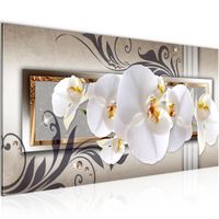 Runa art Tableau Décoration Murale Fleurs D'orchidée 100x40 cm - 1 Panneau Deco Toile Prêt à Accrocher 206212a