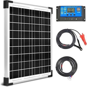 Kit panneau solaire mono 5W 12V avec régulateur 5A et batterie à 69,00€ | Starter + kits solaires (Panneau + Régulateur + Batterie