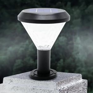 LAMPE DE JARDIN  Lanterne de poteau solaire ronde pour extérieur, l