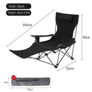 CHAISE DE CAMPING Noir - Chaise de camping portable pliante en alumi