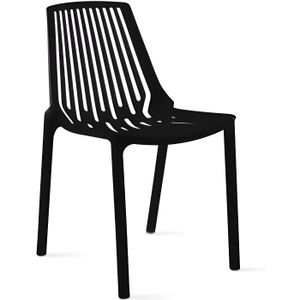 FAUTEUIL JARDIN  Chaise de jardin empilable en plastique noir - Ovi