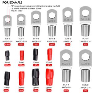 SOMELINE Kit de 90 cosses de raccordement à sertir pour batterie de voiture 10-50 mm² 