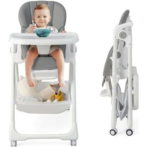 Costway Marque Baby joy Chaise haute convertible pliable pour bébé avec  roues réglable en