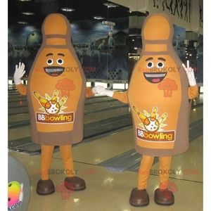 DÉGUISEMENT - PANOPLIE 2 Mascottes de quilles de Bowling marron et souria