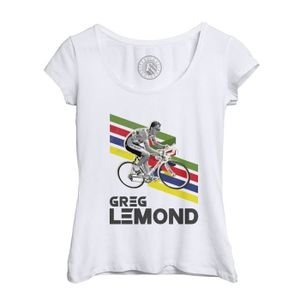 MAILLOT DE CYCLISME T-shirt Femme - Fabulous - Col Echancré Blanc - Greg Lemond Vintage Vélo France Cyclisme Tour