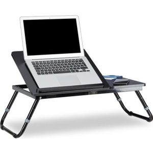 BUREAU  Relaxdays Table d'ordinateur portable pliable Noir