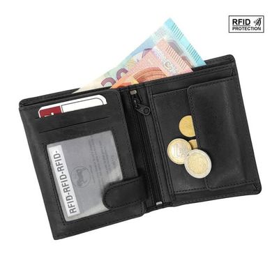 Portefeuille Homme Minimaliste En Cuir PU - Porte-cartes, Compartiment Billets, Fenêtre Identité - Format Fin Et Léger, Couleur Noir