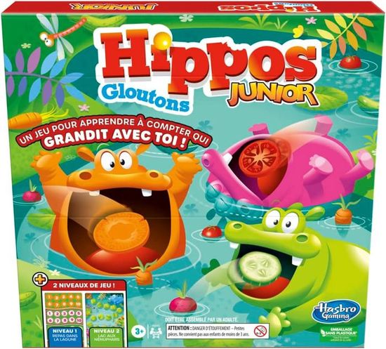 Hippos Gloutons Hasbro – Jeu De Société Classique – Dès 4 Ans – Course à La Nourriture