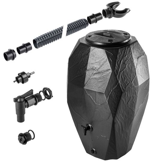 KADAX Récupérateur Eau Pluie Modulaire 126L - Kit Complet Anthracite, Résistant Aux UV