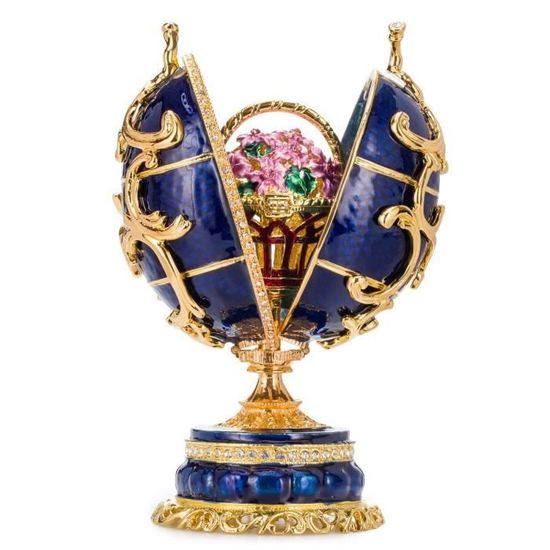 Huevo Fabergé Musical Con Figura De Hada - Caja De Música 12.5 Cm Verde - Aleación Metálica Y Cristales - Decoración Coleccionable