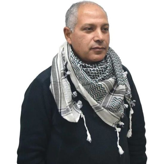 Shemagh (Keffiyeh) Bleu Unisexe - Style Arabe/palestinien, 120x120 Cm, Fait Main En Inde