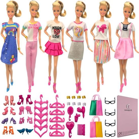 Ensemble 73pcs Accessoires pour Poupée Barbie Vêtements Robe de Soirée  Chaussures Sac Collier Cintre Jouet Fille Cadeau - Cdiscount Jeux - Jouets