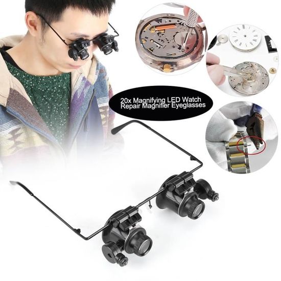 20X lunettes loupe monoculaire avec lumière LED Bijoutier Horloger 20X lunettes loupe monoculaire avec lumière LED Bijoutier Horloger