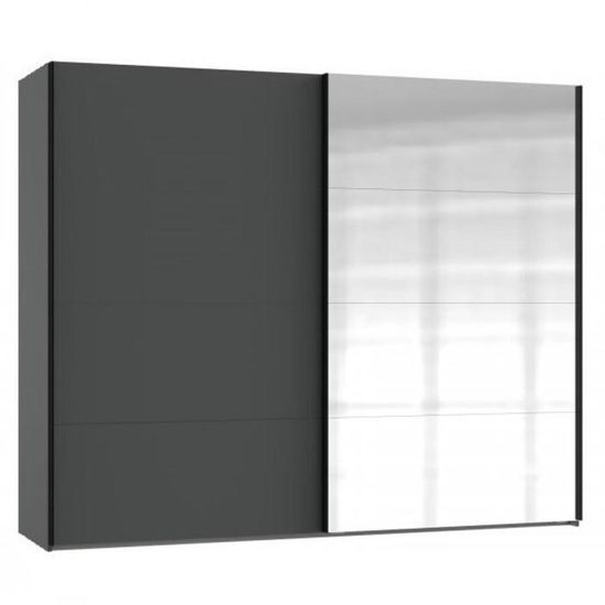 Armoire à porte coulissante RONNA graphite miroir 225 gris Bois