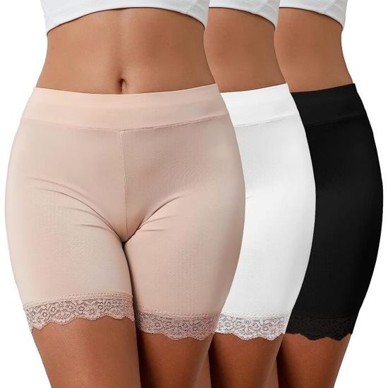 3 Pieces Short sous Robe Femme Anti Frottement Cuisse Jupe Shorts Pantalon De Securite Beige Blanc Noir Cdiscount Auto