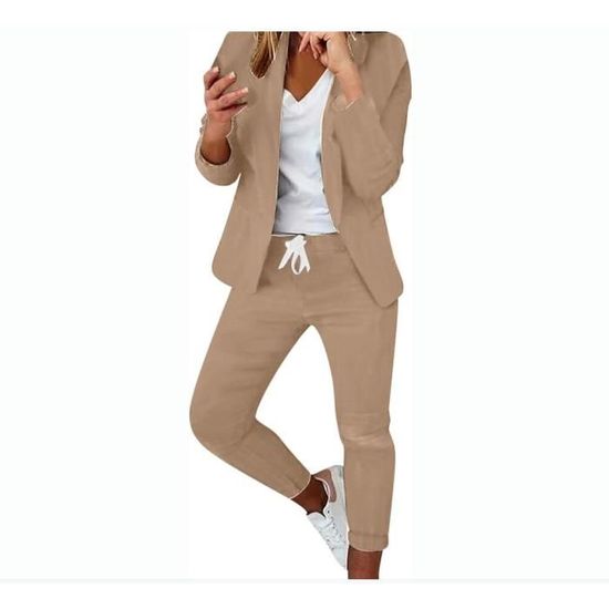 Ensemble 2 Pièces Femme - Blazer Chic Et Pantalon Slim Pour Look Pro Ou Décontracté