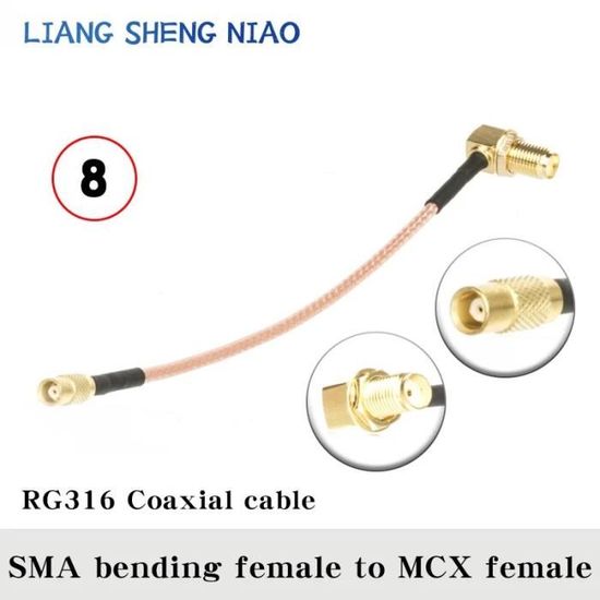 Adaptateur Pigtail MCX Mâle Vers SMA Femelle Uxcell Faible Perte RG316 21cm Neuf