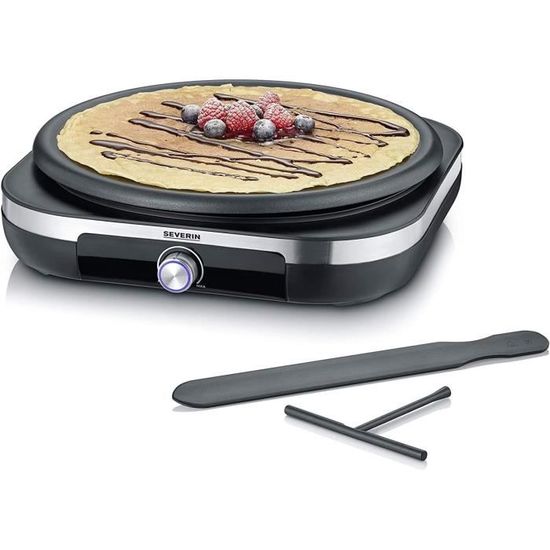 Appareil à Crêpes GOURMETmaxx 1200W - Avec Distributeur De Pâte Et Spatule Inclus, Noir