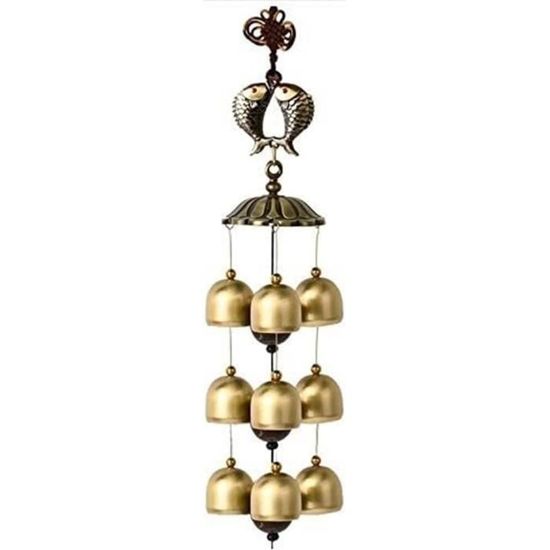 KSTE Carillon éolien éléphant – Porte-bonheur Feng Shui – Décoration Suspendue En Bronze
