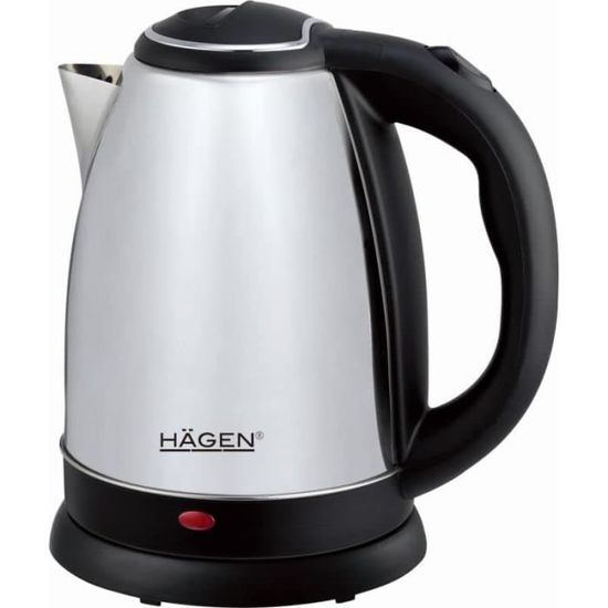 Bouilloire électrique 1.8L inox sans fil noir Herzberg HG5011-BLK