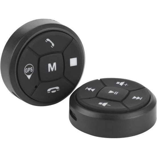 Bouton Multimédia Bluetooth Pour Volant De Voiture - Télécommande Sans Fil Argent Et Noir