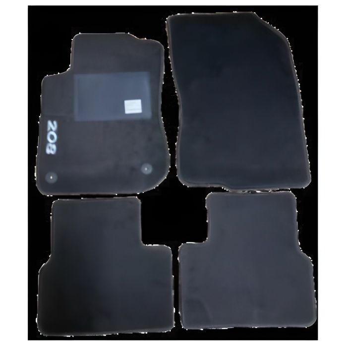 Kit 4 Tapis de sol Auto pour PEUGEOT 208 de 2012-2015, avec sigle 208, avec CLIPS, Neuf.