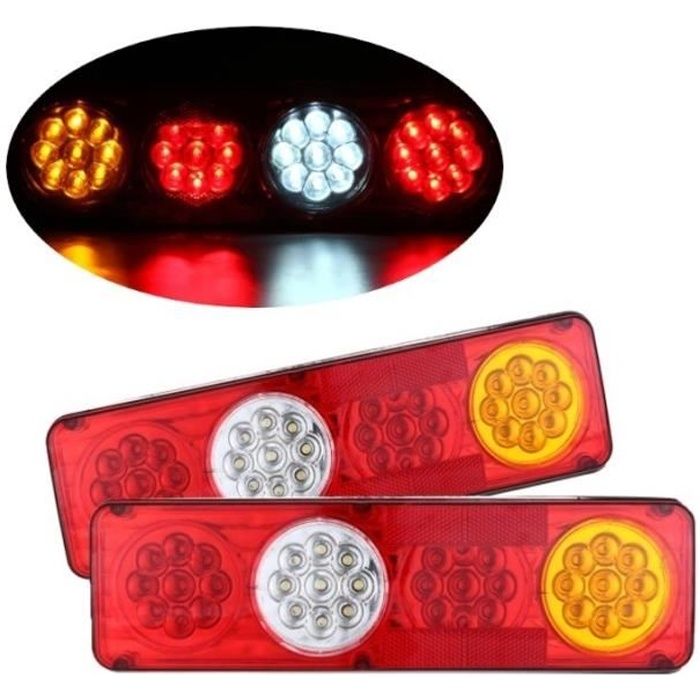 2x 24V LED FEUX LAMPES ARRIERES CAMION REMORQUE PLATEAU CARAVANE FOURGON *20 LED