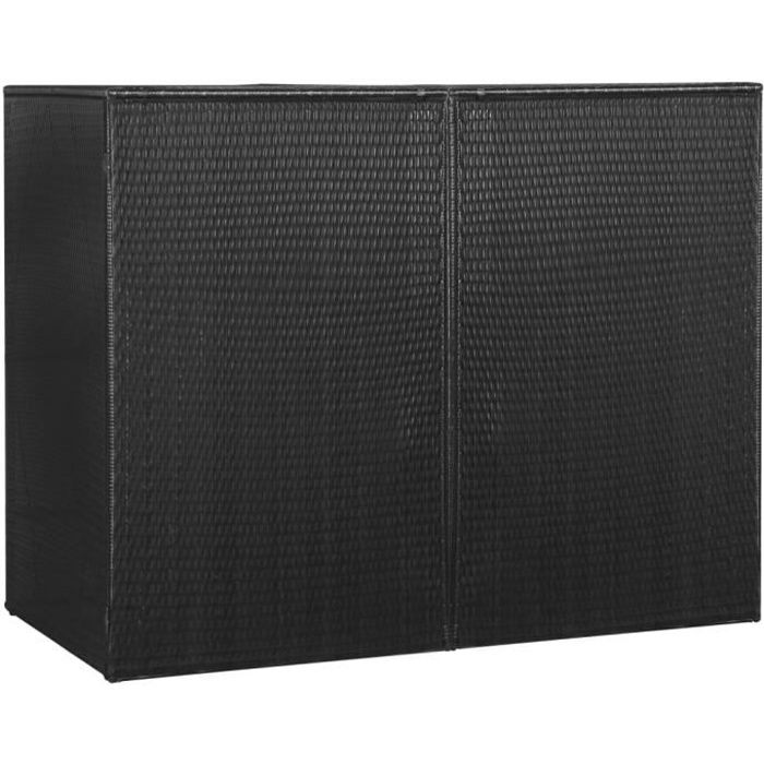 Abri pour poubelle double Noir 153x78x120 cm Résine tressée-TIPTOP-co