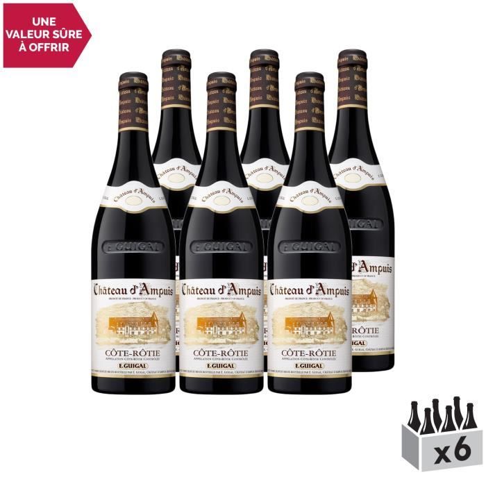 Côte Rôtie Château d'Ampuis Rouge 2013 - Lot de 6x75cl - Maison Guigal - Vin AOC Rouge de la Vallée du Rhône - Cépages Syrah,
