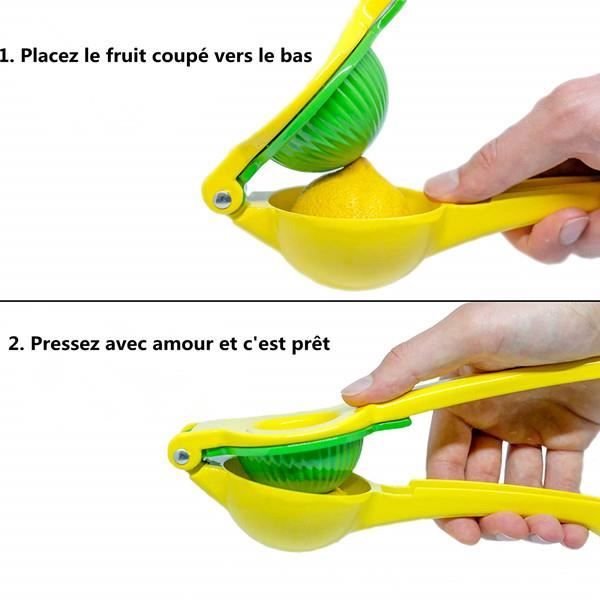 Presse Agrumes Manuel 2 en 1 Incassable en Aluminium, Double Bol Permettant de Presser Citrons - Extracteur 100% Jus sans Pepins