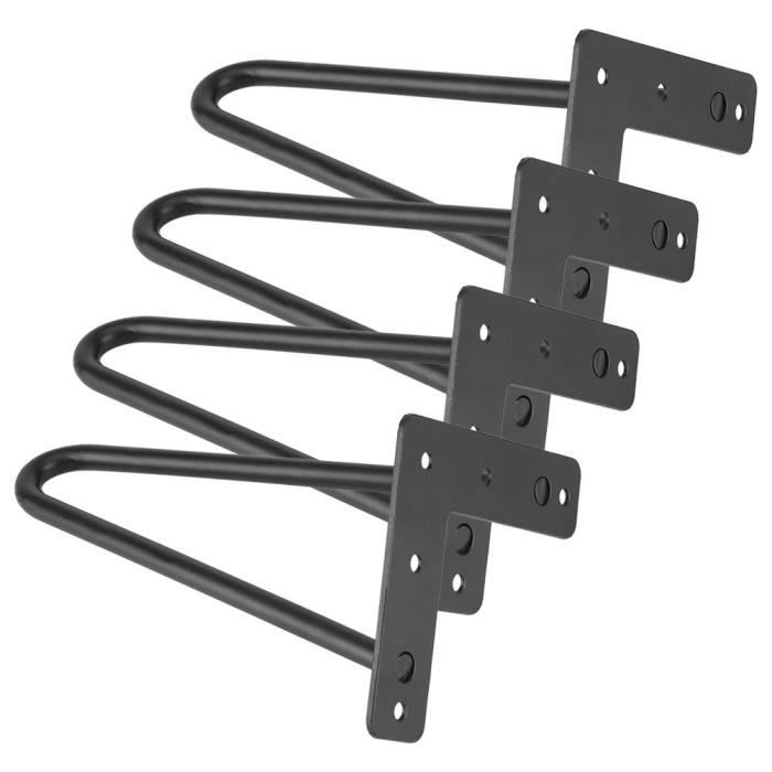 4 Pcs Pied de table basse design fixe acier noir, 20 cm
