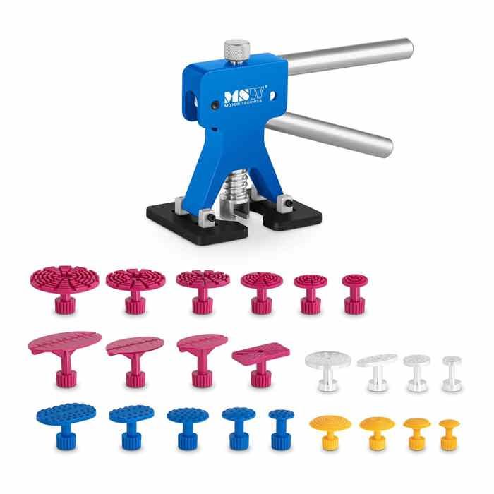 Débosseleur Pneumatique Kit Débosselage Sans Peinture DSP MSW-DENTPULLERSET8 (42 Ventouses Efface-Rayures Alu/Plastique)