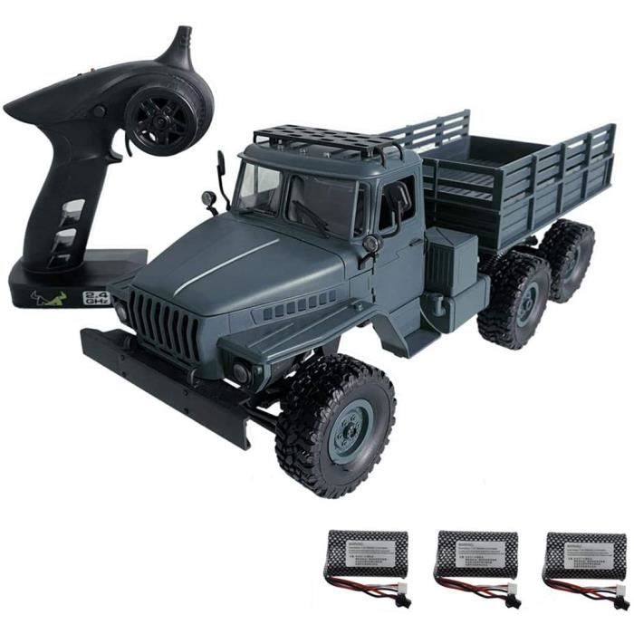 RC Camion Militaire avec Lumières LED, 1:16 2.4G 6WD Camion Militaire Telecommandé Voiture Télécommande Tout Terrain RC Buggy Camion