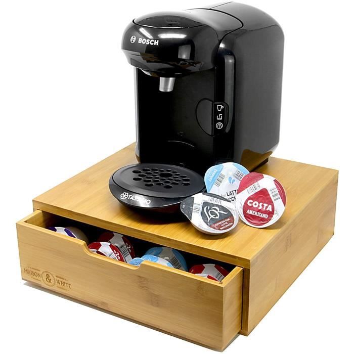 Maison & White Porte-pod Tassimo Bamboo 64 - Organisateur de tiroir à capsules en bois élégant - T-Disk Storage & Support à mac A40