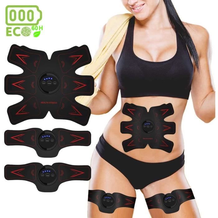 Abdos Electrostimulateur Musculaire EMS Appareil Stimulateur Electrostimulation Abdominal pour Femme & Homme, USB