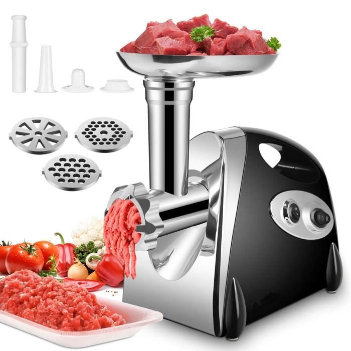 3 en 1 Hachoir à Viande -Robot Patisserie -2800W Saucisse Electrique Broyeur de Viande Cuisine Acier inoxydable 220V (Noir)
