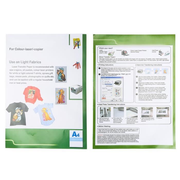ZJCHAO papier de transfert thermique pour t-shirt 10pcs papier de transfert laser motif de vêtements impression thermique