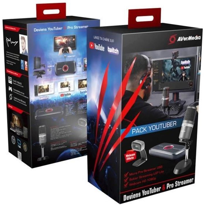 AVERMEDIA Pack Youtuber Pro Streamer - Noir - Boîtier de Capture Vidéo LGP Lite GL310