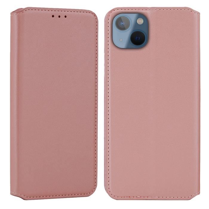 Coque iPhone 13 Mini (5.4 Pouces) ,Portefeuille Cuir PU - Rose