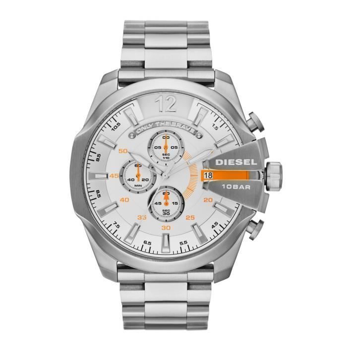 Diesel Montre D'Homme DZ4328 Cadran Blanc Chronographe Bracelet Acier Inoxydable
