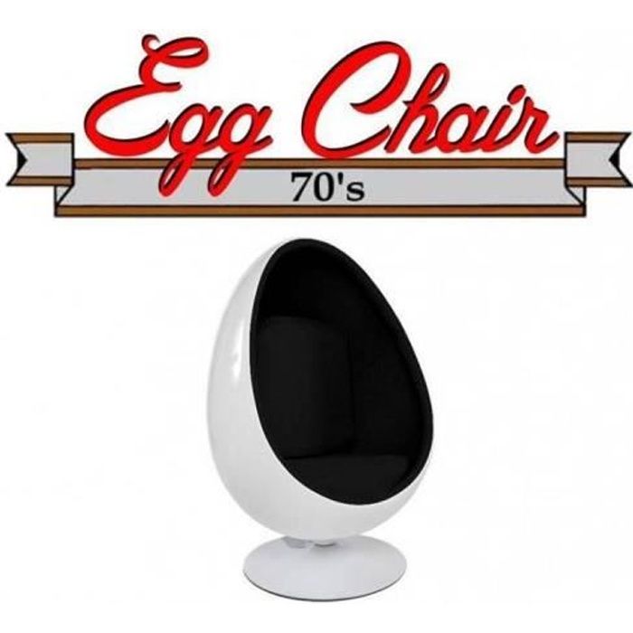 Fauteuil pivotant Oeuf, Egg chair coque blanche / intérieur feutrine noir. Design 70's. noir Velours Inside75