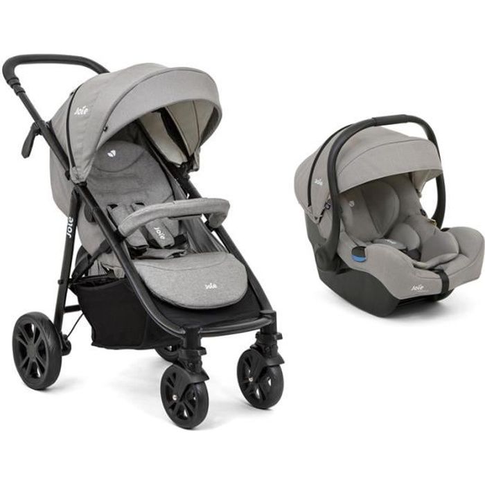 JOIE Litetrax 4 dlx 2en1 - Poussette compacte pliable avec siège auto I-GEMM2 - Gris Pebble