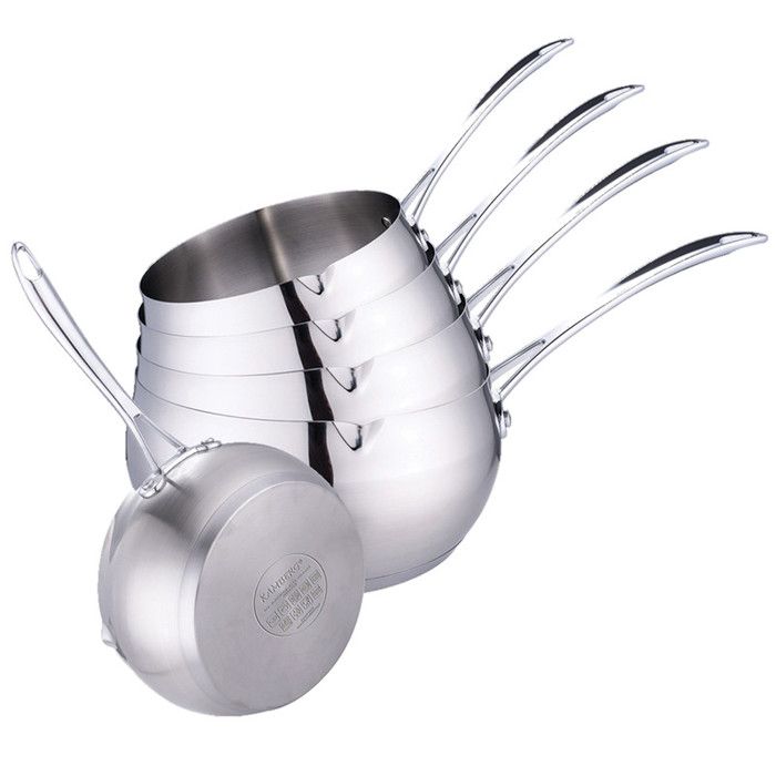 Casseroles 12 / 14 / 16 / 18 / 20 cm - Acier Inoxydable Haute Qualité - Poignée anti chaleur Argent Kamberg