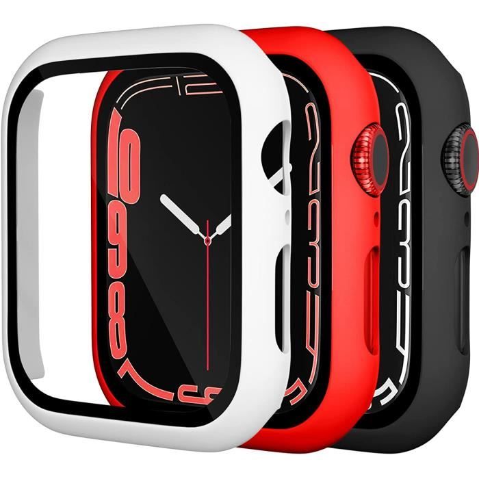 3pcs Coque pour Apple Watch 41mm Protection Écran,Dur PC Matériel Coque,Ultra Mince Verre Trempé Écran Coque pour iWatch séries 7