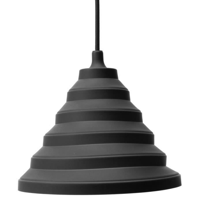NEUFU E27 Abat-jour en silicone suspension plafonnier pour edison globe (sans ampoule) Noir