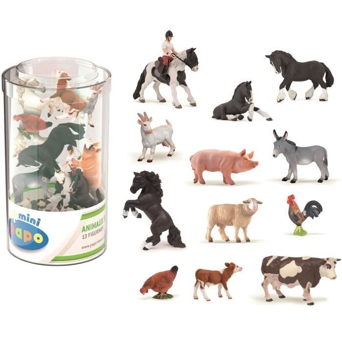 PAPO Tube de 12 Mini Plus Figurines Ferme Pour Enfant