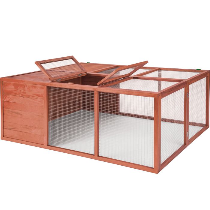 TECTAKE Cage Lapin Hamster Rongeurs Pliable en Bois et en Métal 159 cm x 109 cm x 55 cm Marron